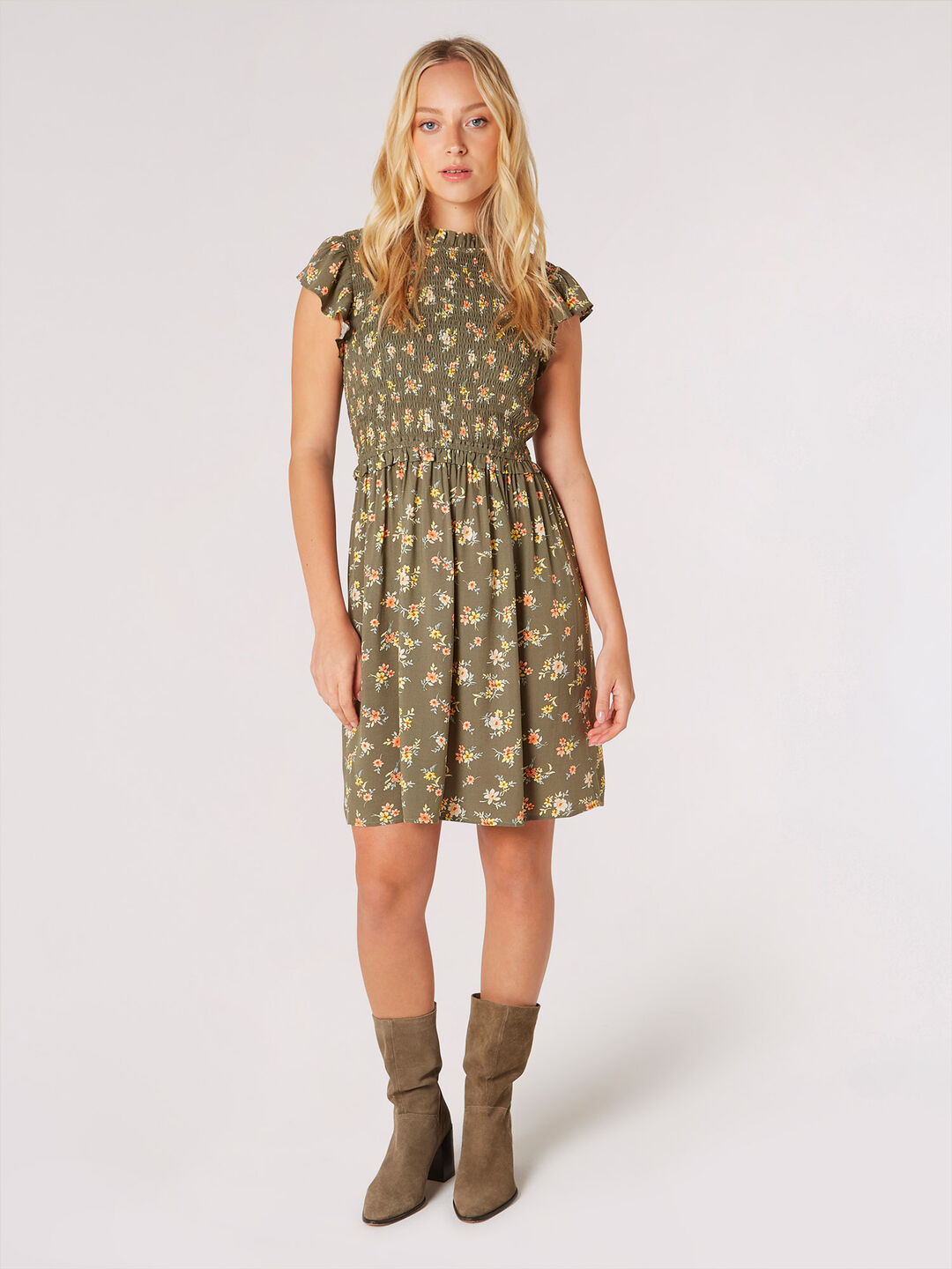 Image of Floral Bunch Smocked Mini Dress