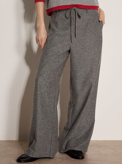 Wide-Leg Herringbone Trousers
