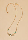 Gold Tone Turquoise Beaded Flower Necklace, Blue, large