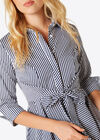 Cotton Stripe Shirt Mini Dress, Navy, large