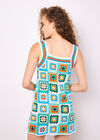 Crochet Squares Mini Dress, Green, large