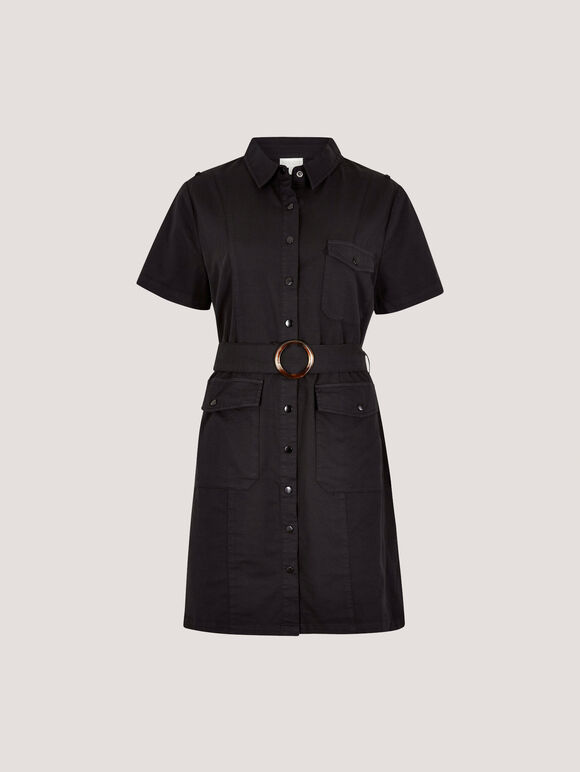 Utility Cargo Mini Dress, Black, large