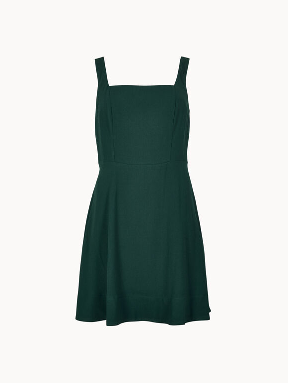 Crepe Fit And Flare Mini Dress, Green, large