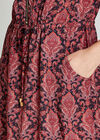 Red  Baroque Border Zip Dress, Red, large