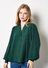 Ruffle Collar Blouse, Green, large