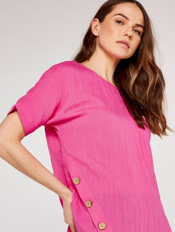 Side Button Top, Fuchsia, large