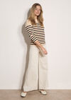 Heart Embroidered Stripe Jumper, Stone, large