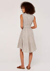 Pinstripe Button Tie Waist Dress, Stone, large