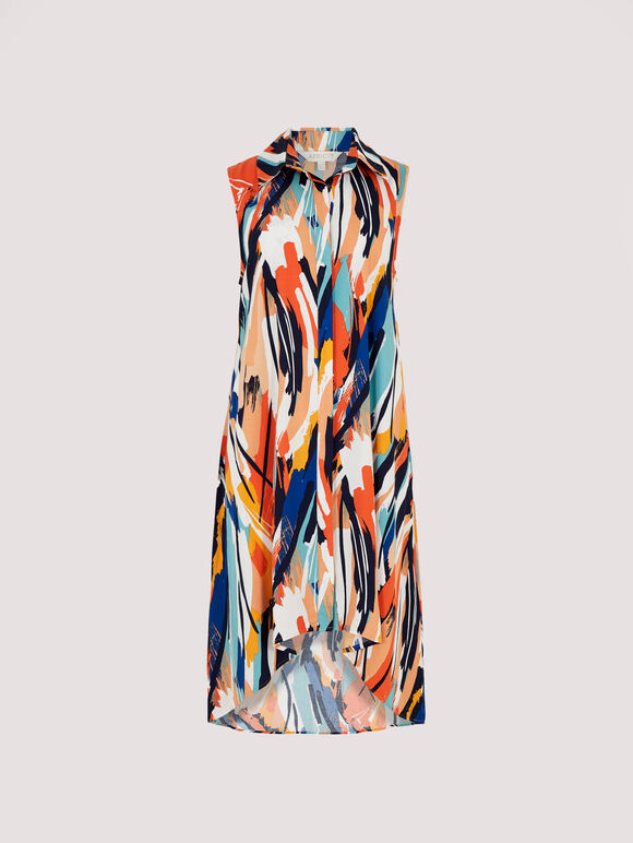 High-Low Shirt Mini Dress, Blue, large