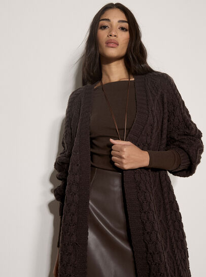 Chunky Cable Knit Longline Cardigan