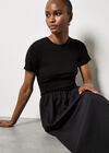 Ribbed Top Midi Dress, Black, large