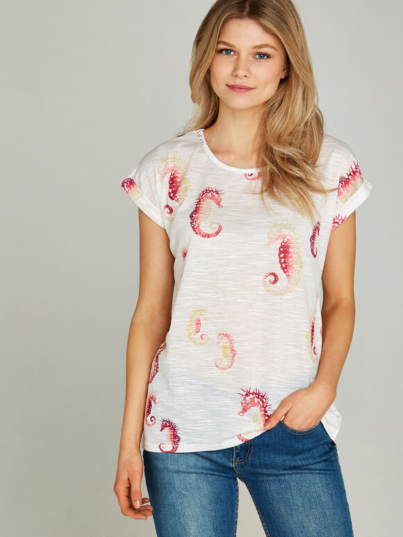 Seahorse Tee, Red, large