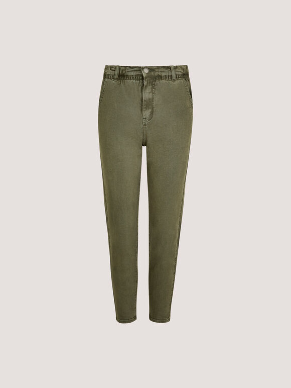 Freya Paper Bag Waist Crop Skinny Fit Jeans, Khaki, large