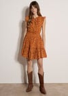 Ditsy Floral Ruffle Mini Dress, Mustard, large