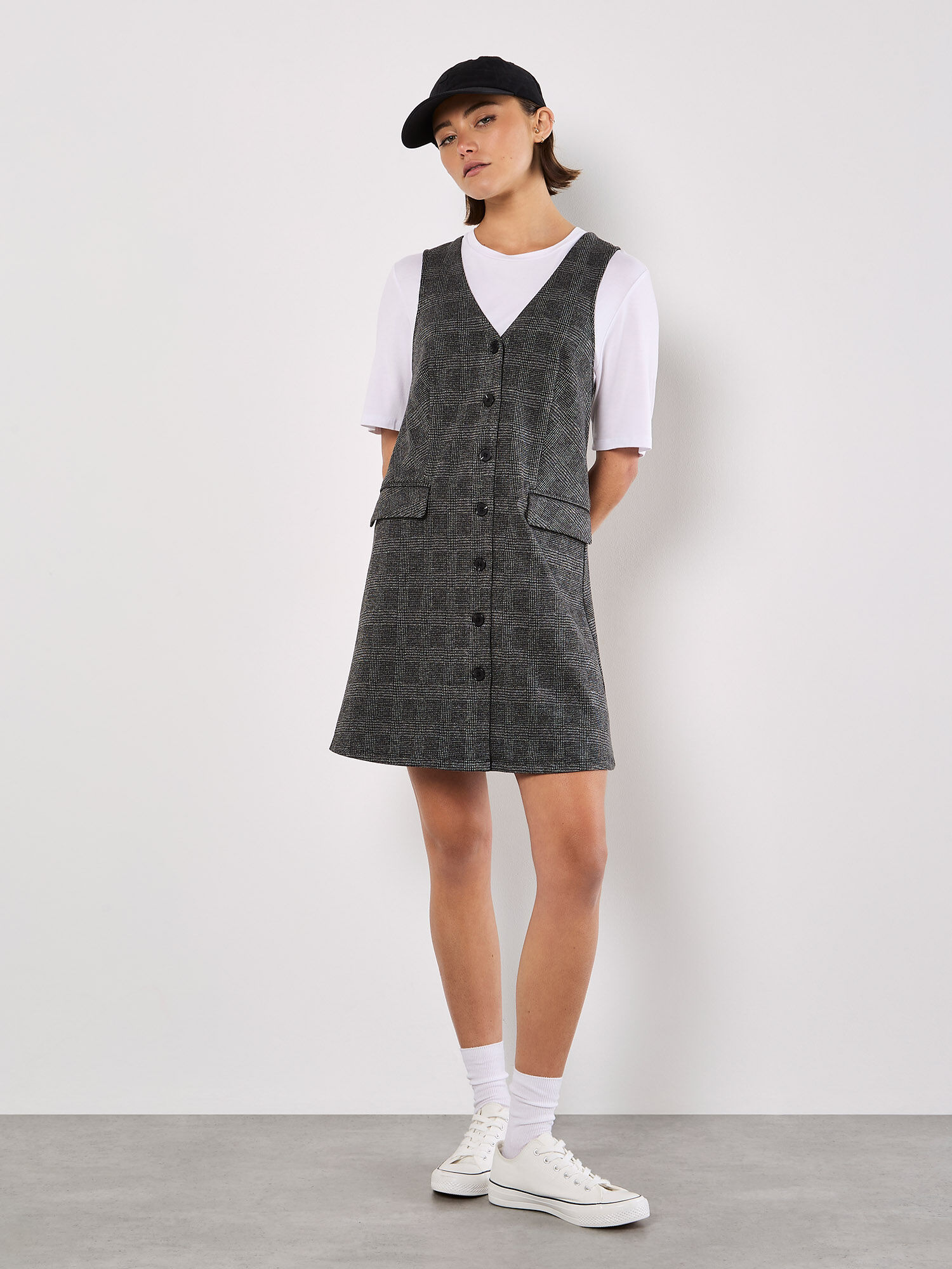 Check Print Fitted Mini Dress | Apricot Clothing