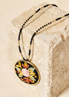 Hand Embroidered Rose Necklace, Black, large