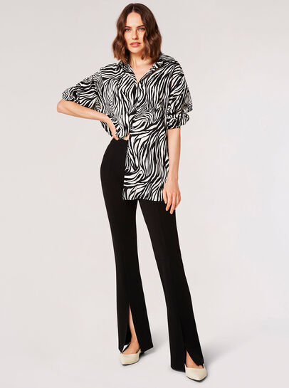 Jersey Crepe Split Hem Trousers