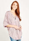 Chevron Jaquard Big Zipper Top, Pink, large