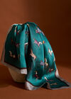 Printed Satin Scarf, Green, large