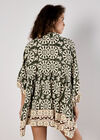 Block Print Oversized Shirt, Khaki, large