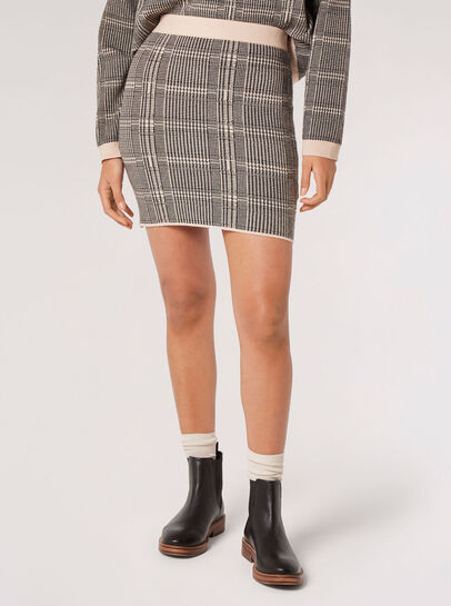 Knitted Checked Mini Skirt