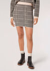 Knitted Checked Mini Skirt, Stone, large