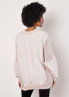 Lace Insert Cotton Jumper, Stone, large