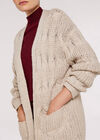 Chunky Cable Knit Cardigan, Stone, large