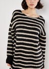 Oversized Stripe Jumper Mini Dress, Black, large