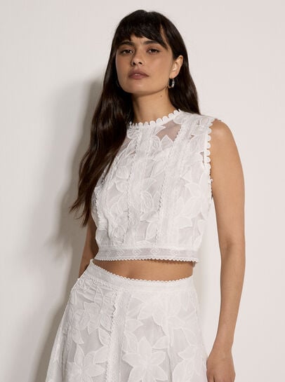 Floral Mesh Lace Crop Top