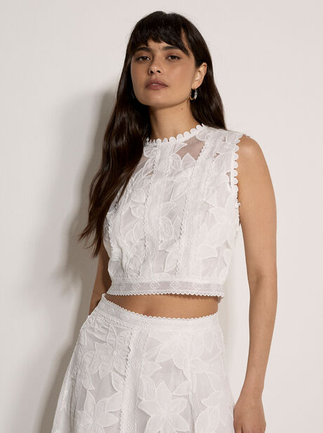 Floral Mesh Lace Crop Top