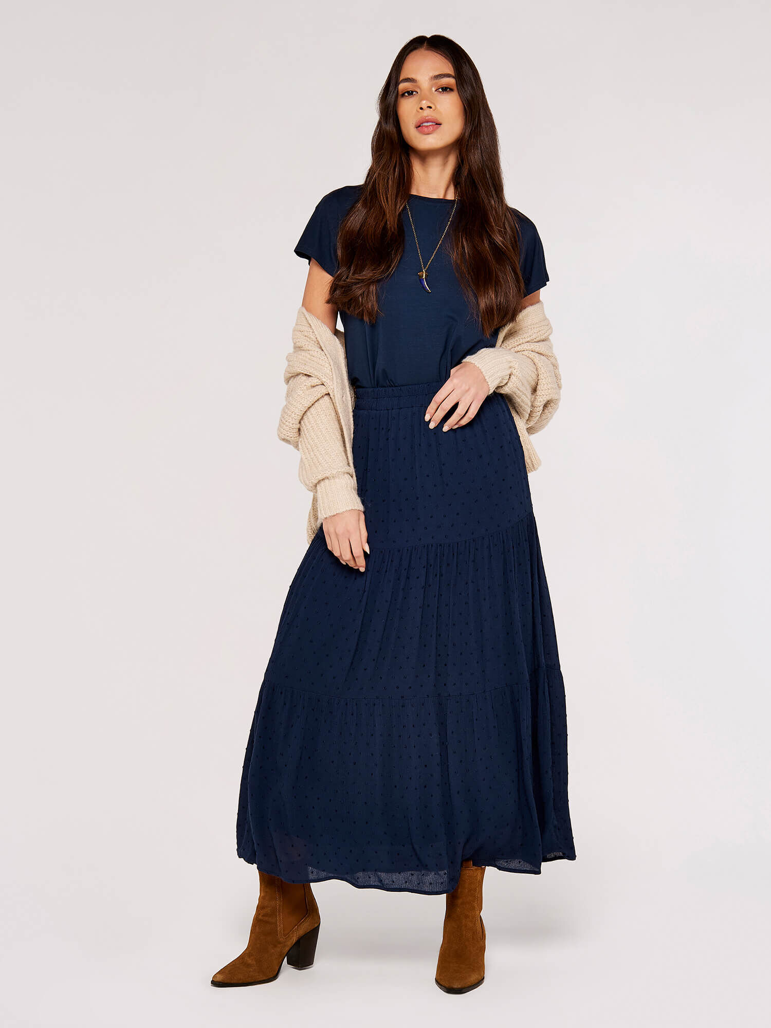 Long navy blue dress skirt clearance