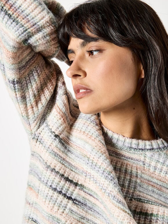 Soft Chunky Knit Space Dye Jumper, Green, large