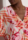 Tropical Leaf Mini Dress, Pink, large