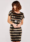 Sequin Stripe Mini Dress, Yellow, large
