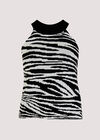 Halter-Neck Zebra Tank Top, Cream, large