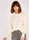 Scallop Knit Oversized Jumper, White, large