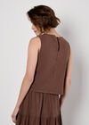 Double Layered Textured Cotton Top, Brown, large