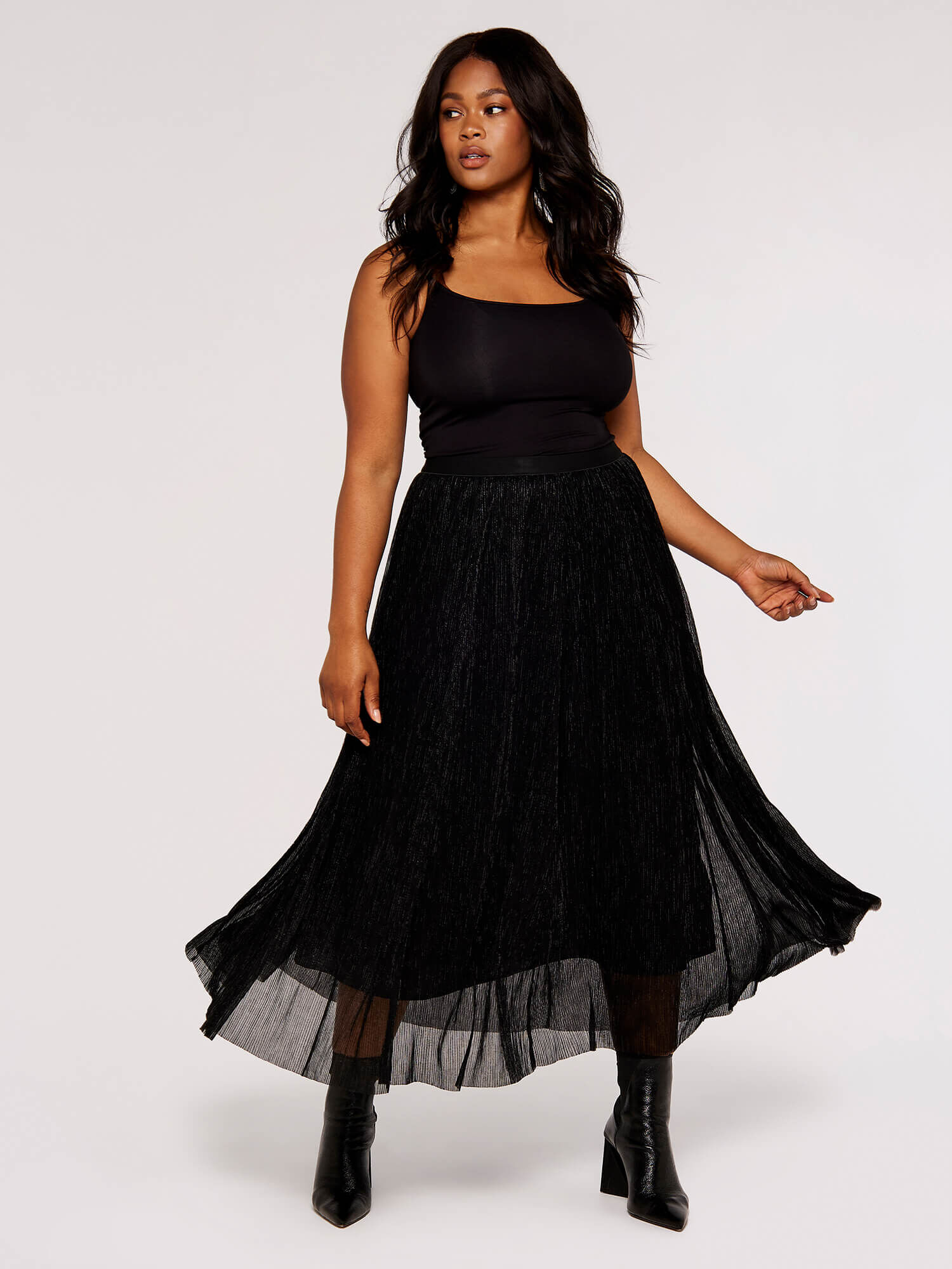 Plus size pleated midi skirt uk hot sale