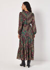 Gold Foil Floral Print Maxi Dress, Green, large