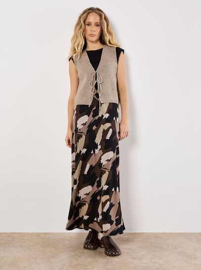 Brushstroke Bias Maxi Skirt