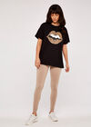 Wild Animal Lips Turn Up T-Shirt, Black, large
