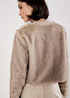 Luxe Faux Fur Cropped Jacket, Grey, large