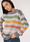 Colourful Stripe Oversized Jumper, Grey, large