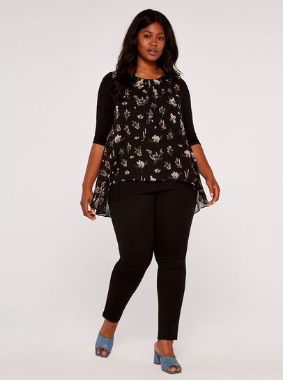 Curve Botanical Print Top
