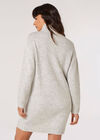 Chunky Roll Neck Jumper Mini Dress, Grey, large