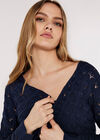 Pointelle Cropped Shrug, Navy, large