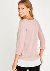 Pink Polkadot Chiffon Underlay Top, Pink, large