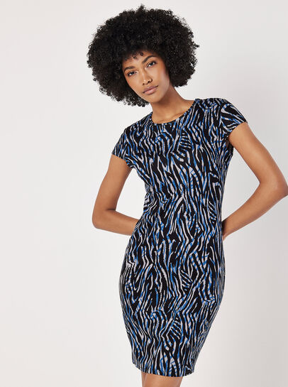Abstract Stripe Fitted Mini Dress