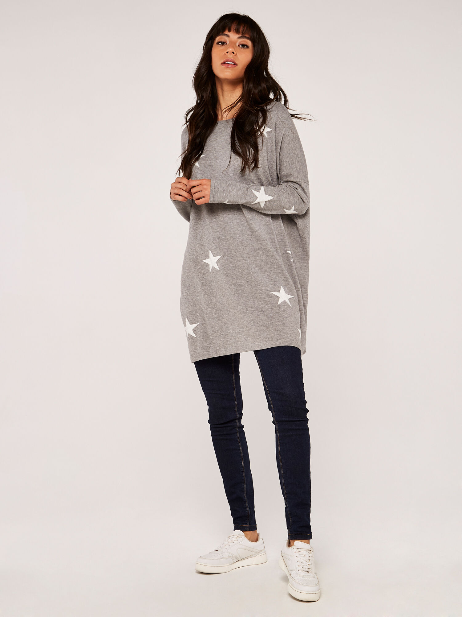 Lurex Star Oversized Jumper Apricot Clothing